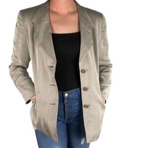 Giorgio Armani Blazer Jacket Triple Breasted Long Line Gruppo GFT Silk Size 10